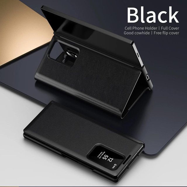 Original View Smart Window Wallet Lederhülle für Samsung Galaxy Z Fold 7 6 5 4 3 in Schwarz - Bild 1