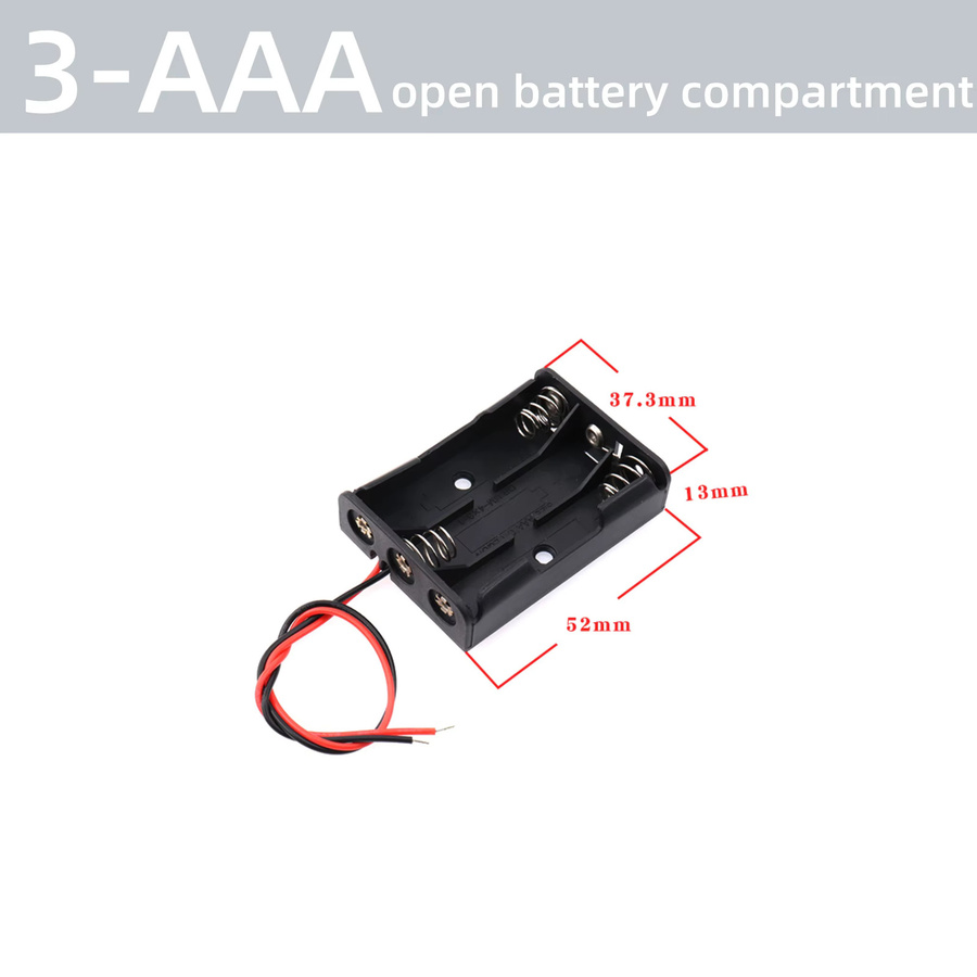 2er-Set AA Batteriehalter mit Schalter und Kabeln in Schwarz und Rot - Bild 3