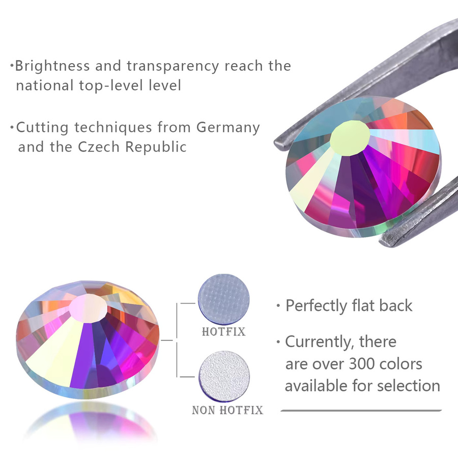 QIIY Glas Strass Kristall Hot Fix Steine für Nail Art und DIY Dekoration, SS6-SS30, Transparent und Multicolour - Bild 4