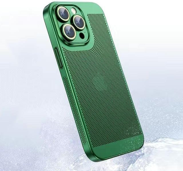 Wärmeableitende Handyhülle für Apple iPhone in Grün mit galvanisierter Kühlfunktion und Hohlstruktur aus PC-Material - Bild 1