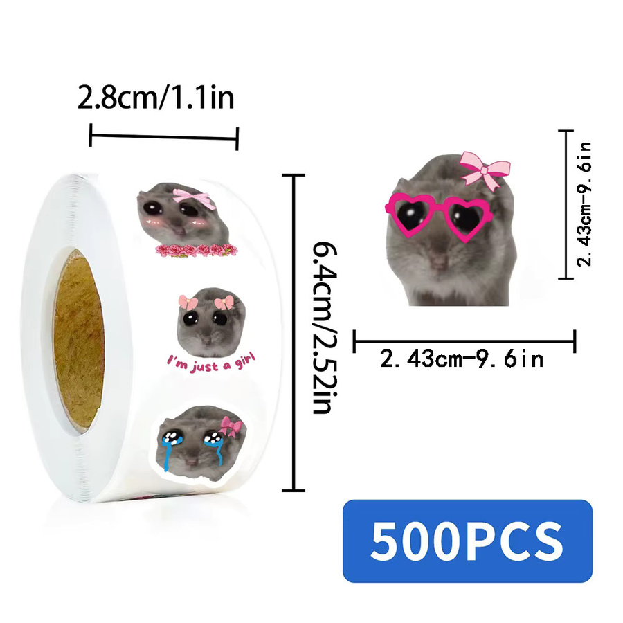 500 Stück Traurige Hamster Aufkleber von PickJoy in Multicolour für DIY Scrapbook, Laptop und Gepäck - Bild 2