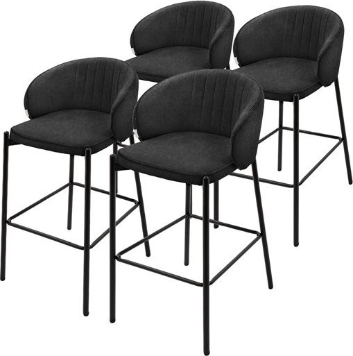ML-Design Barhocker 4er Set Anthrazit mit Rückenlehne und Fußstütze B: 50 cm, T: 54 cm, H: 101 cm - Bild 1