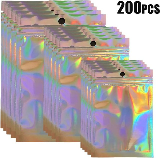 200 Stück bunte Schmuckverpackungstaschen aus Kunststoff für Halsketten und Ohrringe mit Verschluss - Bild 1