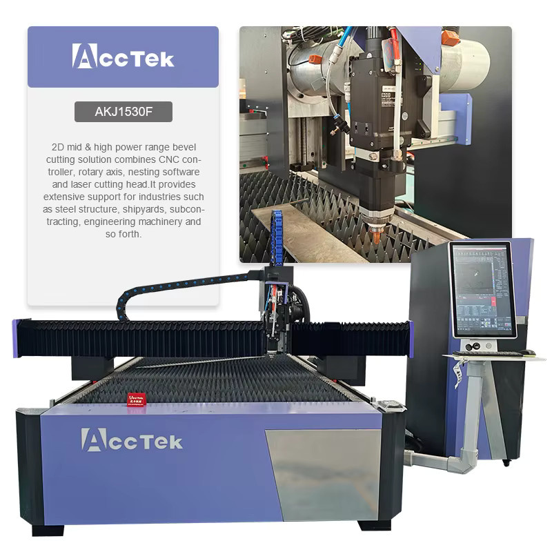 ACCTEK Industrie Faserlaser-Schneidmaschine mit 3 Achsen und 45 Grad Kegelschnitt für Metall, 6000W bis 12000W, Blau - Bild 4