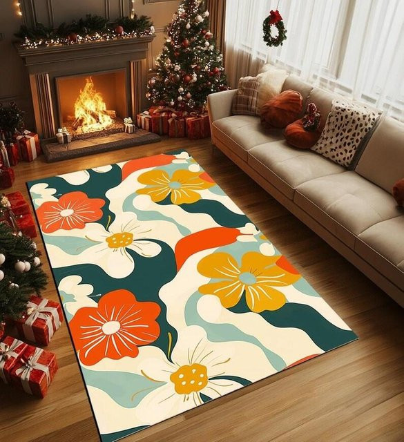Lodestar Teppich mit surrealem Bodenriss-Design in Grün mit Pflanzen, Moos und Farn, B/H: 60 x 40 cm - Bild 1