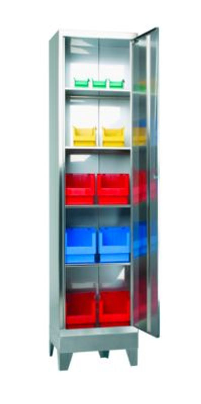 Reinsch Edelstahlschrank silber matt, 1-türig mit Schloss und Regalböden, B: 50 cm, T: 40 cm, H: 200 cm - Bild 3