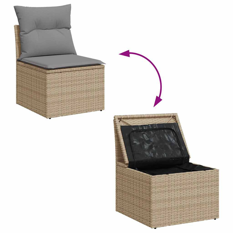 Vidaxl Gartenmöbel-Set aus Polyrattan mit Kissen, 9-teilig, Beige - Bild 1