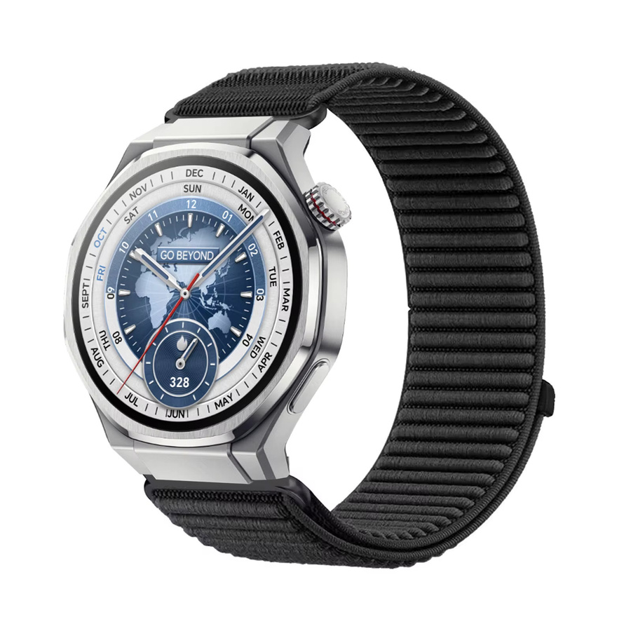 DAINU Nylonband für Honor 5 Ultra Band, elastisches und weiches Armband mit Klettverschluss, Schwarz - Bild 4