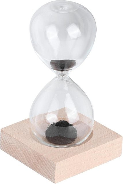 Magnetische Desktop-Sanduhr von mfySpace aus Glas und Holz in Weiß mit transparentem Sand für moderne Heimdekoration - Bild 1