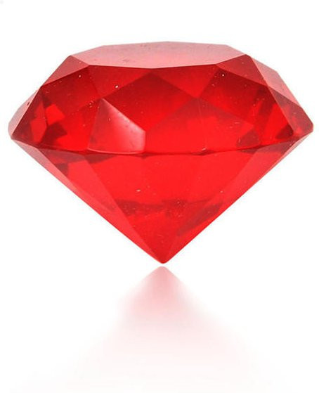 Glas Briefbeschwerer in Diamantenform mit Facetten in Rot, 30 mm - Bild 1