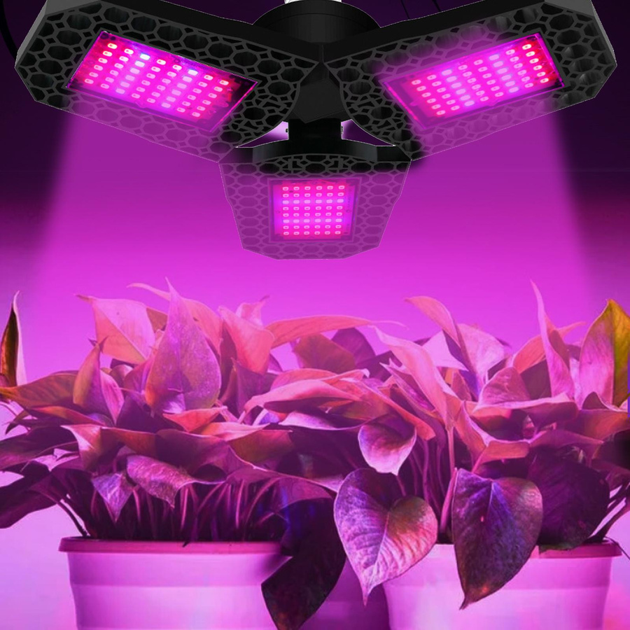 TOMTOP JMS LED Pflanzenwachstumslicht mit 126 SMD-Beads, faltbares Dreiblatt-Spalier in Schwarz mit rotem und blauem Spektrum für Setzlinge und Indoor-Gartenbau - Bild 5