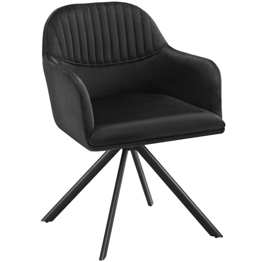 tectake Samt-Drehstuhl Lona Schwarz, gepolstert, 360 Grad drehbar, B/T/H: 56 x 59 x 81 cm - Bild 3