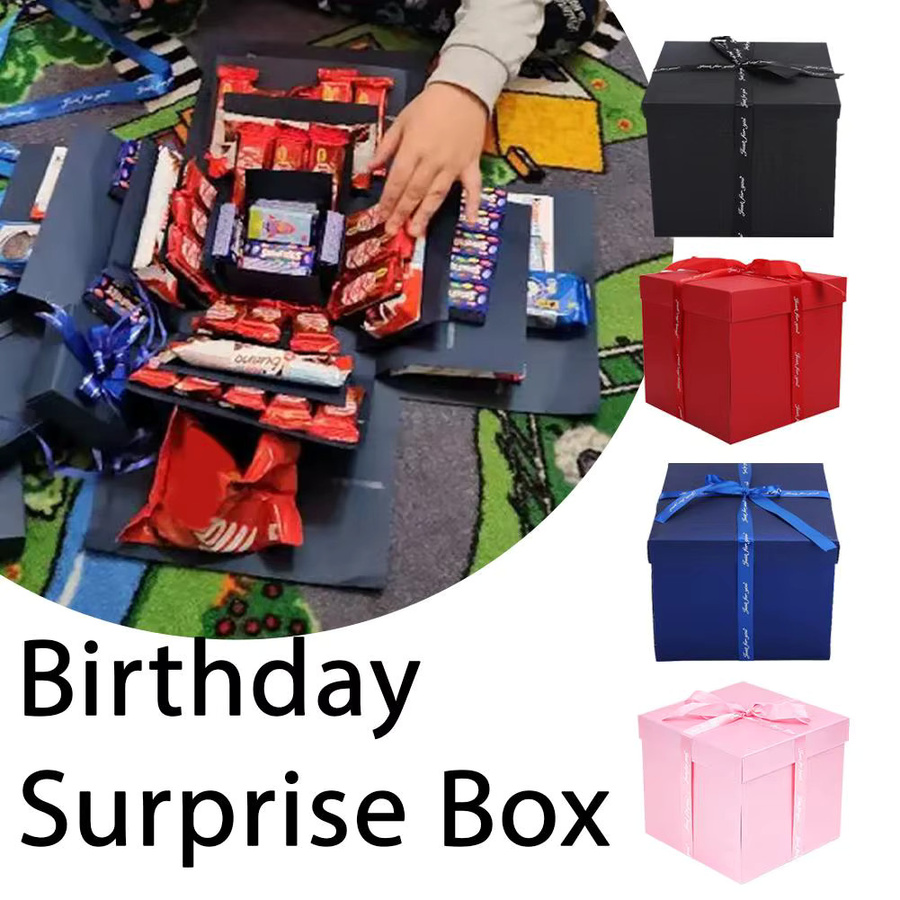 Große Explosions-Geschenkbox aus Pappe in Pink für Geburtstag, Hochzeit, Jubiläen, Weihnachten und Valentinstag - Bild 4