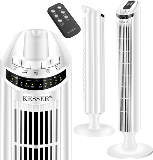 KESSER Turmventilator mit Fernbedienung und LED Display in Weiß - Bild 1