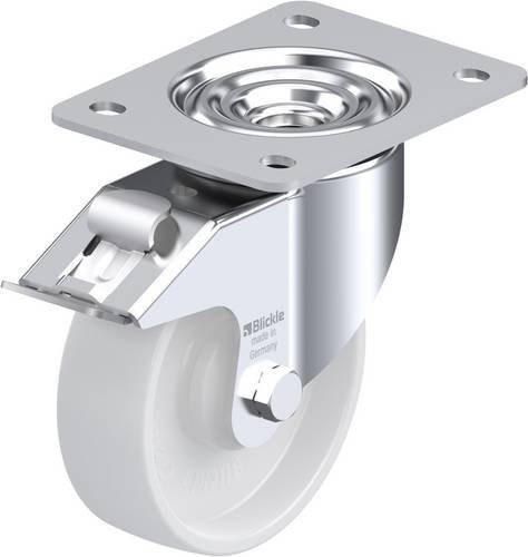 Blickle Lenkrolle LK-PO 125KA-3-FI mit Feststeller, Rad-Durchmesser: 125 mm, Tragfähigkeit: 300 kg, Farbe: Weiß - Bild 1