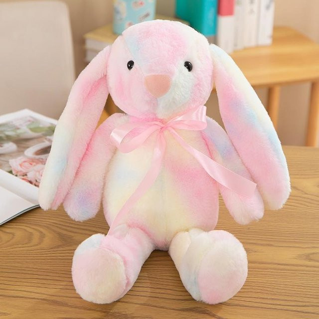 BC Pet Supplies Regenbogen Hase, Plüschtier, rosa, bunt, 30cm - Bild 1