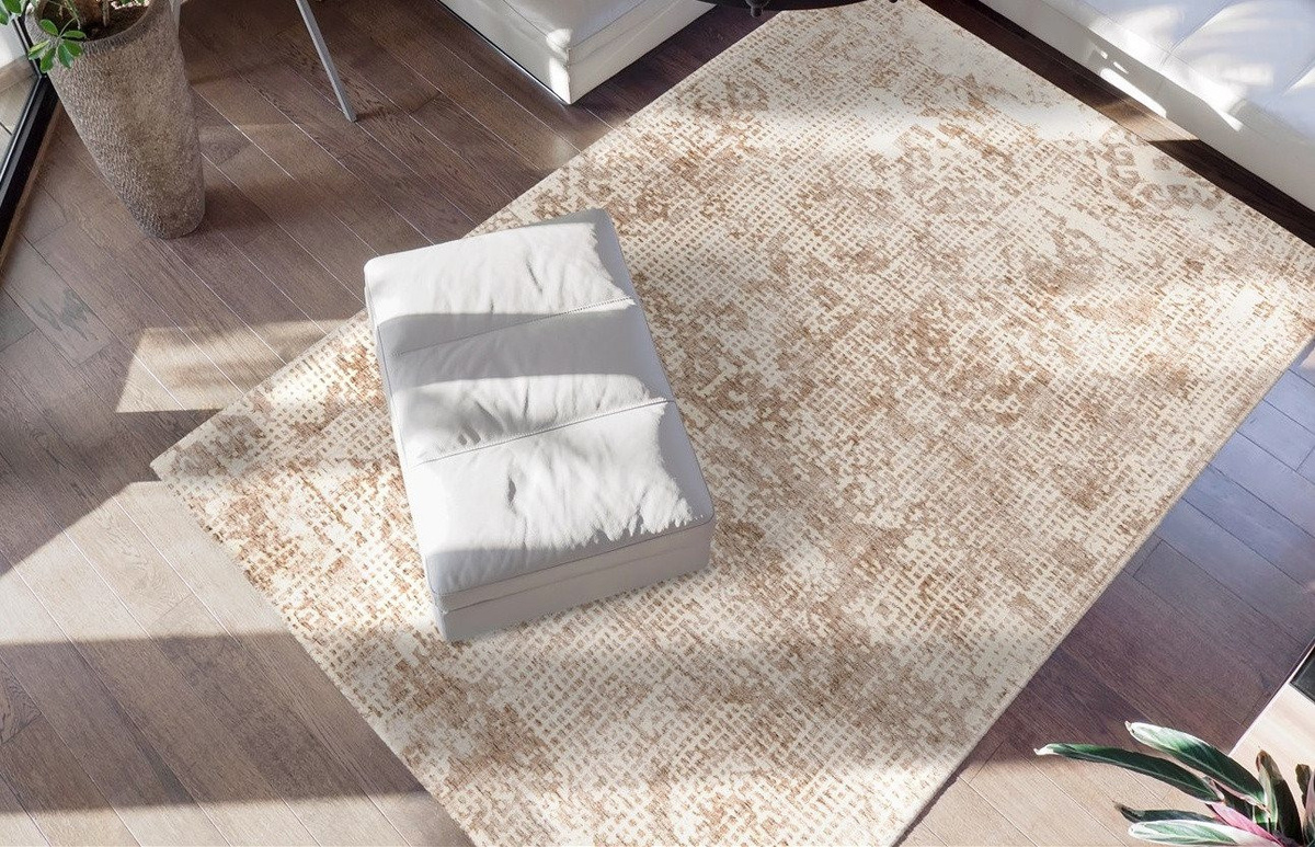 Padiro Kurzflorteppich Puerto 225 in Beige und Creme mit Vintage Optik, B/H/L: 80 x 150 x 0,8 cm - Bild 1
