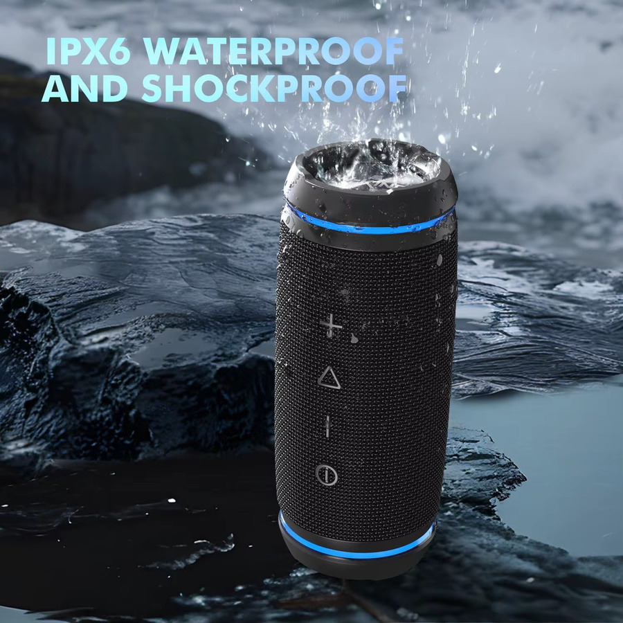 W-KING BT226 Tragbarer Bluetooth-Lautsprecher in Schwarz mit 36 W Leistung, extra Bass, 360 Grad Surround-HiFi-Sound und IPX6 Wasserdichtigkeit - Bild 3