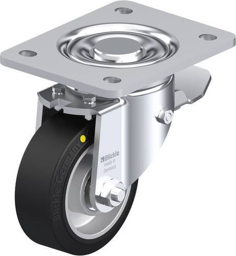 Blickle Lenkrolle LH-ALEV 100K-3-ST-EL mit Feststeller in Schwarz und Silber, Rad-Durchmesser: 100 mm, Tragfähigkeit: 200 kg - Bild 1