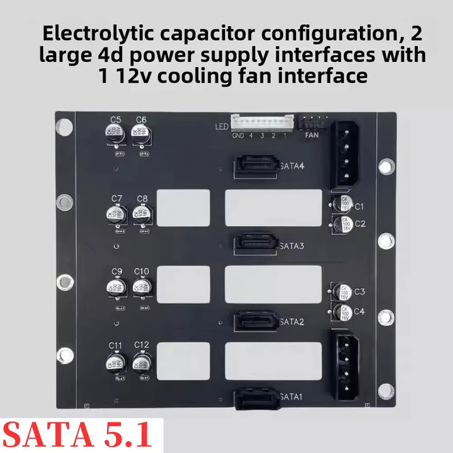 ADT-Link SATA Festplatte Backplane 6Gbps für 2,5 und 3,5 Zoll HDD, 5-Bay/4/3/2 Bay NAS Chassis Adapter und Server Erweiterungsplatine, Schwarz - Bild 2