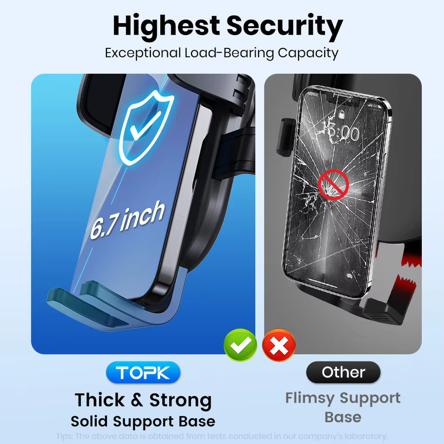 TOPK Autotelefonhalterung in Schwarz mit Saugnapf für Armaturenbrett oder Windschutzscheibe und Entlüftung als Freisprecheinrichtung für iPhone 15 14 13 Pro Max - Bild 3