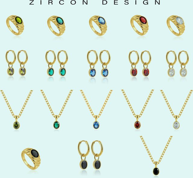 amofa Zirkonring, bunt, Zirkonia, Gold - Bild 1
