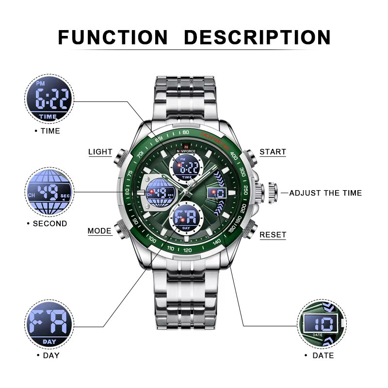 NAVIFORCE Armbanduhr Edelstahl, Quarz, Silber, Herren - Bild 2
