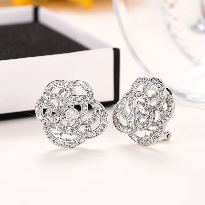 Huitan Damen-Ohrstecker, Silber, Zirkonia, Blumenförmig - Bild 3