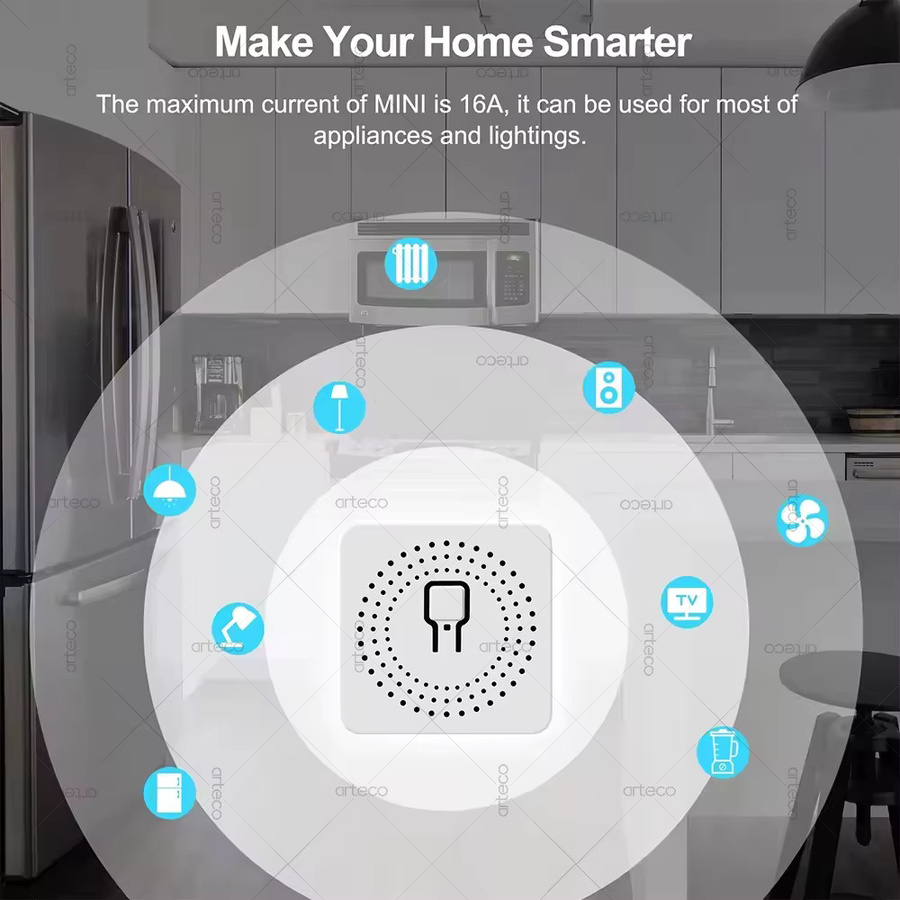 Arteco Mini Zigbee 3.0 Smart Switch 16A DIY 2-Wege-Steuerung Smart Home Relais in Weiß - Bild 3