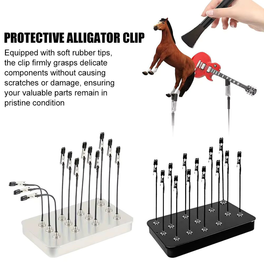 12 Stück magnetische Alligator-Clip-Stifte in Schwarz, biegbare Modell-Malständer aus Metall für Airbrush-Spray, DIY und Bastelarbeiten - Bild 3