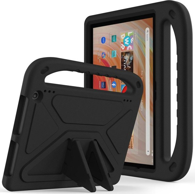 Ubasy Stoßfeste EVA Hülle für Amazon Fire HD 10 Plus 11. und 13. Generation (2021/2023) mit Griff und Ständer, Schwarz - Bild 1