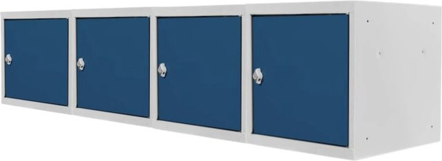 PROREGAL Blocky Schließfachwürfel Set aus 4 Stück mit Drehriegelschloss für Vorhängeschlösser, Farbe: Lichtgrau/Blau, B/T/H: 40 x 40 x 40 cm - Bild 1