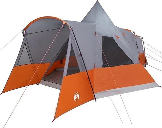 vidaXL Teepee Zelt mit Dach in Grau und Orange, B/T/H: 720 x 465 x 295 cm - Bild 1