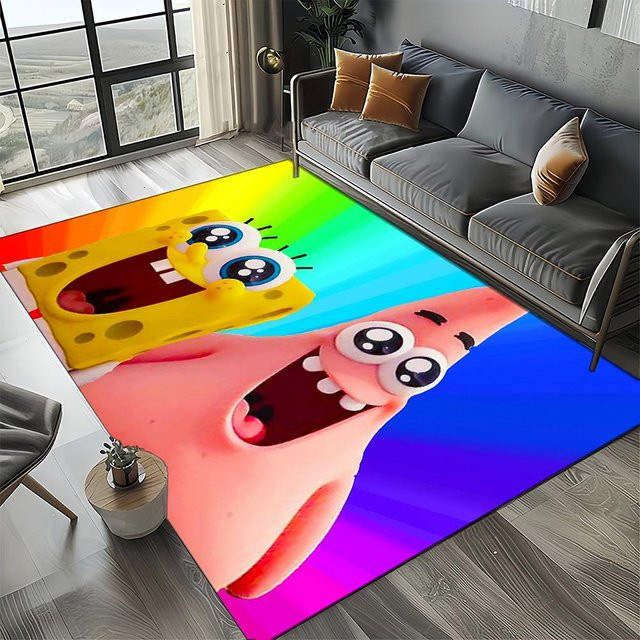 YglThree 3D Patrick Star Cartoon Teppich, rutschfeste Bodenmatte für Kinderzimmer und Wohnzimmer, Polyester, Mehrfarbig, Breite: 120 cm, Länge: 160 cm - Bild 1