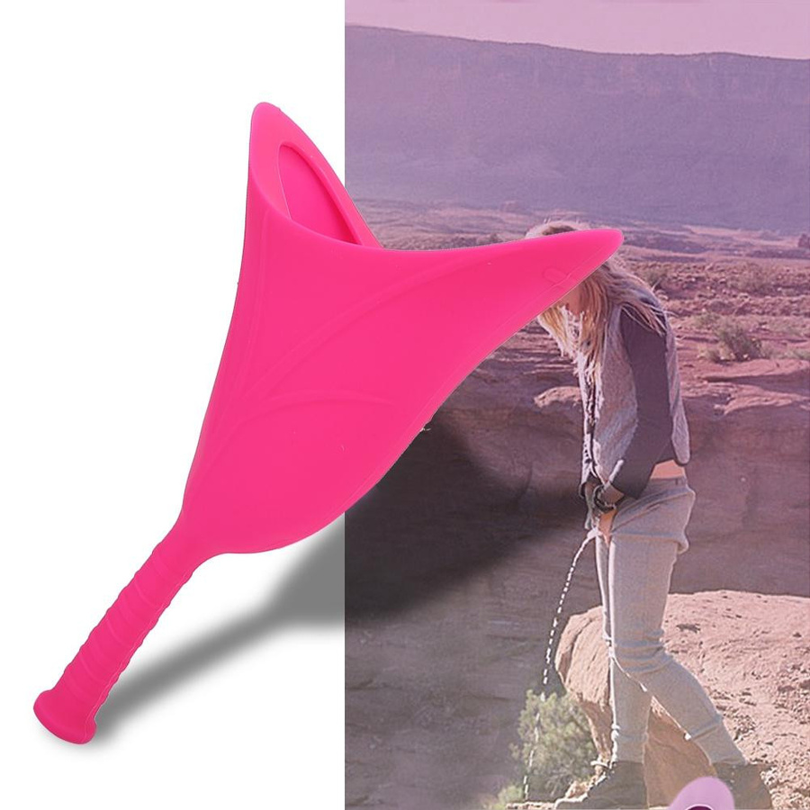 Meterk Tragbares Silikon-Urinal für Frauen, zusammenklappbarer Toiletten-Trichter in Rosa oder Lila - Bild 4