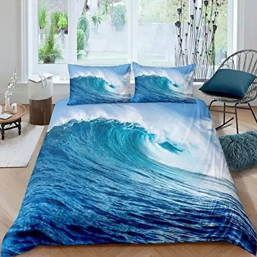 Your Warm Home Bettwäsche-Set mit Ozean- und Tropen-Print für Kinder, Mikrofaser-Polyester, Blau, B/H: 135 x 200 cm, inklusive 2 Teile - Bild 1