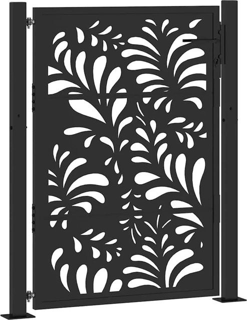 vidaXL Gartentor aus verzinktem Stahl in Schwarz, Breite: 110 cm, Höhe: 130 cm - Bild 1
