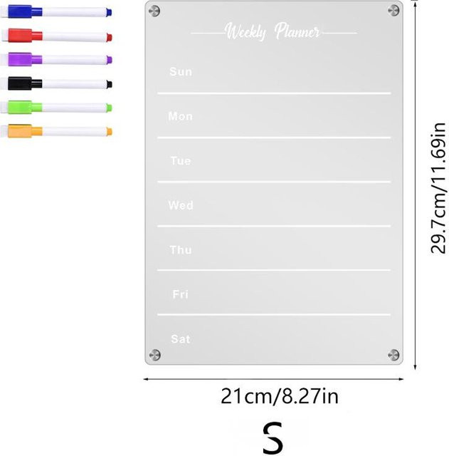 Magnetischer Acryl-Tafelplaner von NATAWA als transparenter Kühlschrankmagnet-Aufkleber für Kalender und Zeitplaner - Bild 1
