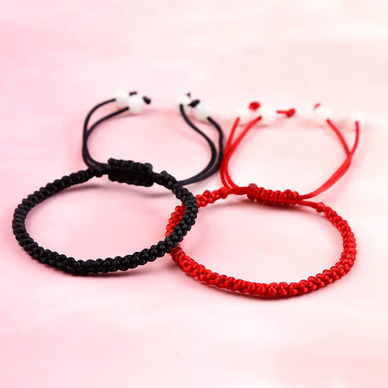 Rinhoo Armband, Seil-Knoten, schwarz, rot, Unisex - Bild 4