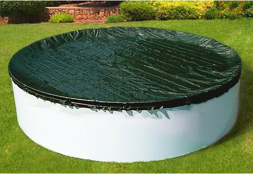Sunfun Ganzjahresabdeckplane rund aus Polyethylen, Farbe: Grün, Breite: 550 cm - Bild 1