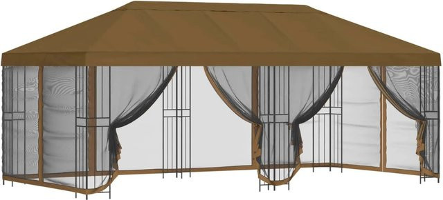 vidaXL Pavillon mit Seitenwänden aus Polyester und Stahl in Taupe, B/T: 6 x 3 m - Bild 1