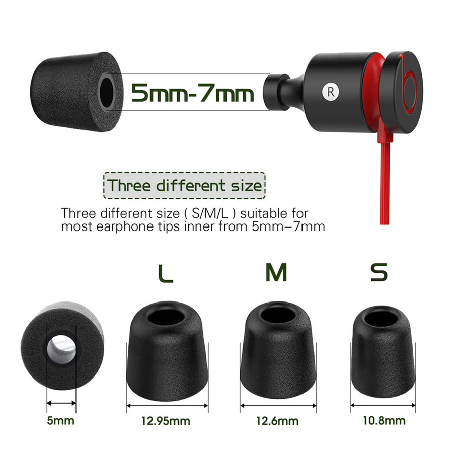 KZ Ohrstöpsel aus Memory-Schaum und Silikon für In-Ear-Kopfhörer, geräuschisolierend, in Schwarz oder Rot, S/M/L - Bild 5