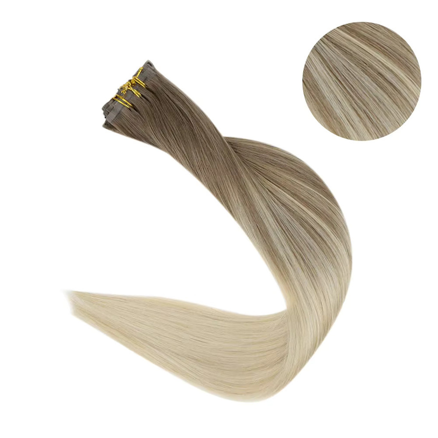 Full Shine Clip-In-Extensions Echthaar, Remy Balayage Blonde, 8 Stück, 120 g - Bild 2