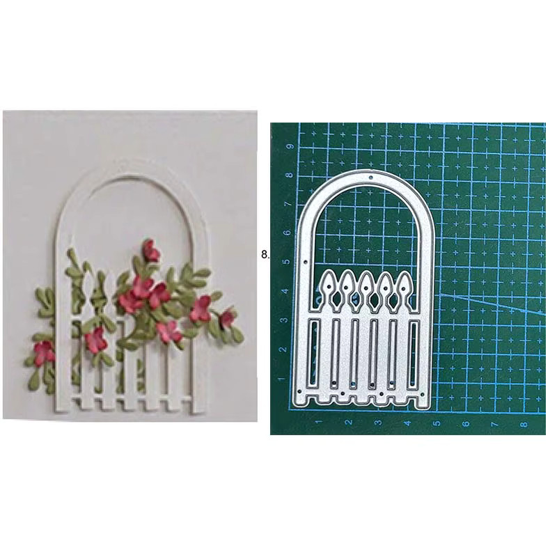 Metall Schneidwerk Schablone für Fenster und Tür Zaun in Silber für DIY Scrapbooking und Papierhandwerk - Bild 3