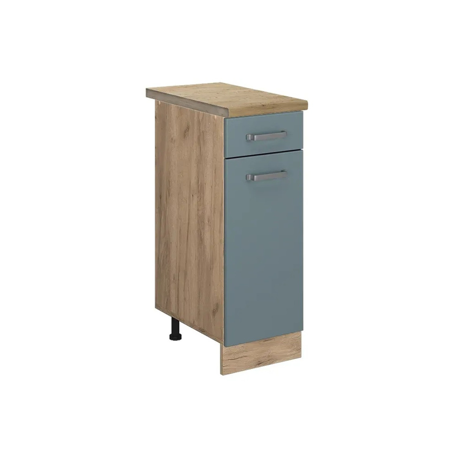 Vicco Küchenunterschrank R-Line in Blau-Grau und Eiche mit Goldakzenten, B: 30 cm, H: 81,6 cm, T: 60 cm - Bild 2