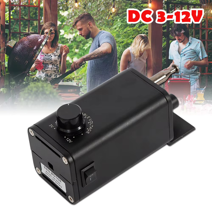 Bymaocar Tragbarer BBQ-Grill-Motorsatz in Schwarz mit 15W Kupferdrahtmotor und Dual-Power-Funktion für Auto und Adapter inklusive EU-Stecker - Bild 4