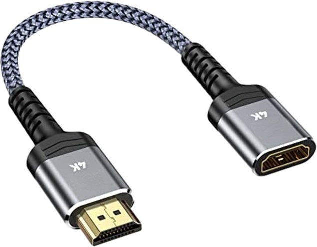 OULLX HDMI Adapter Konverter mit HDMI Stecker auf HDMI Buchse, vergoldet und geflochtene High Definition Verlängerung in Gold - Bild 1