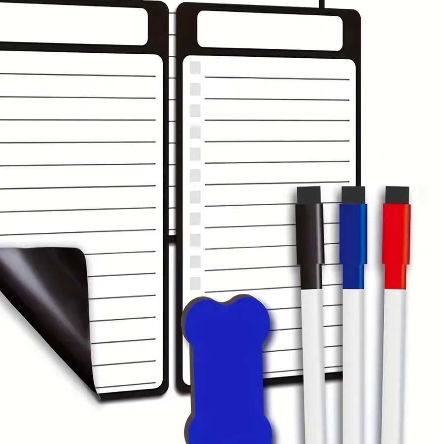 5er-Set Magnetische Kühlschrank-Nachrichtentafeln in Weiß, wiederverwendbare Whiteboards inklusive Marker als Einkaufslisten-Planer für deine Küche - Bild 2