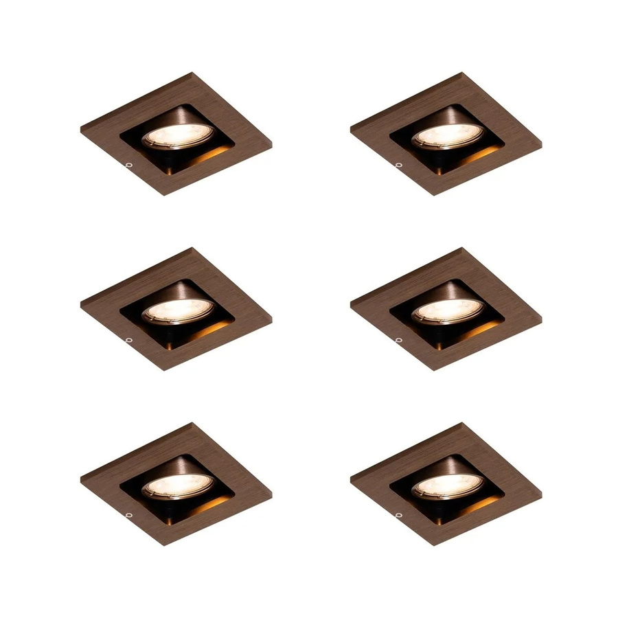 QAZQA Set mit 6 modernen verstellbaren Einbaustrahlern in Dunkelbronze - Bild 2