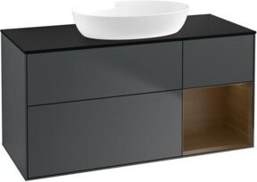 V&B Waschtischunterschrank Finion mit Wandbeleuchtung, Breite: 120 cm, Tiefe: 50,1 cm, Höhe: 50,1 cm, lackiert, matt dunkelblau - Bild 1